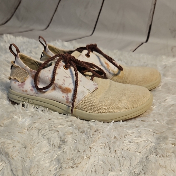 Merrell Women's Casual Lace Up‎ Sneakers Shoes Tan Brown Tie Dye - Picture 1 of 10